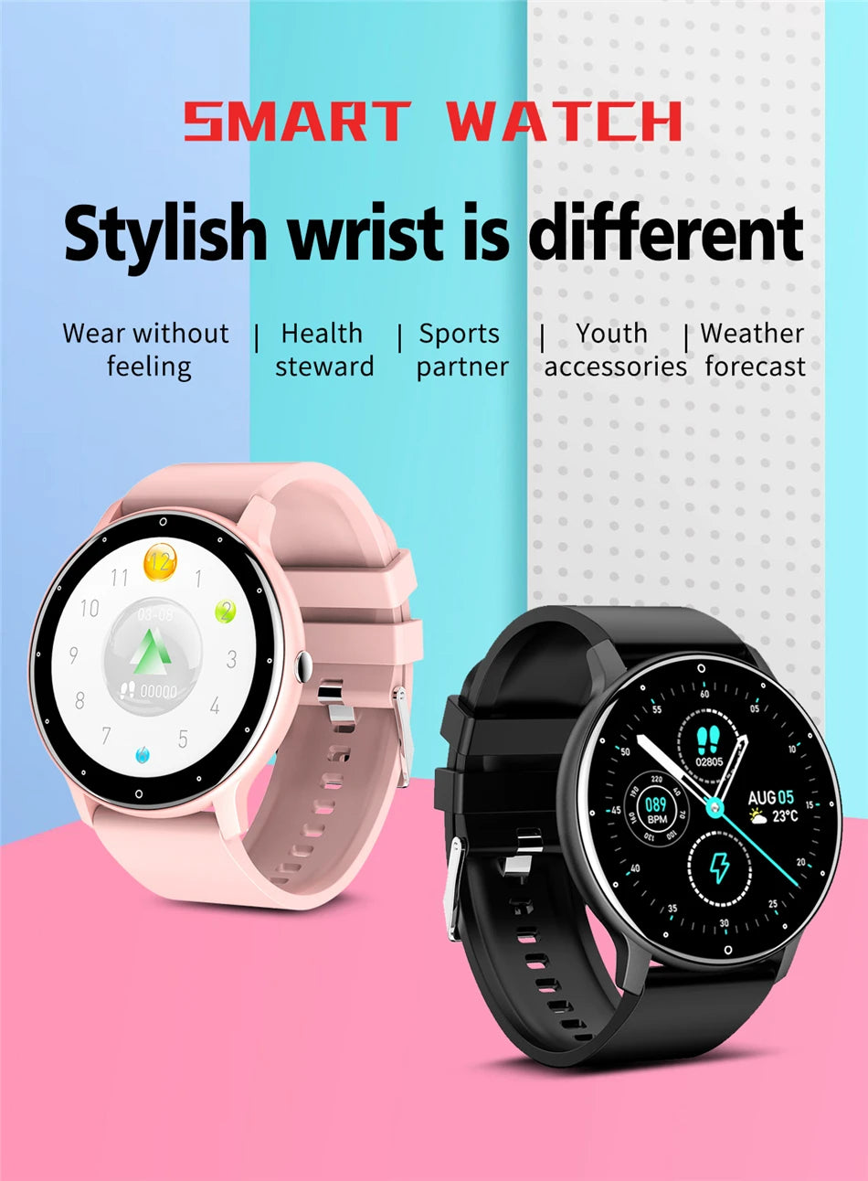 Stylish Women's Fitness Watch: Full Touch Screen, Waterproof, and More!