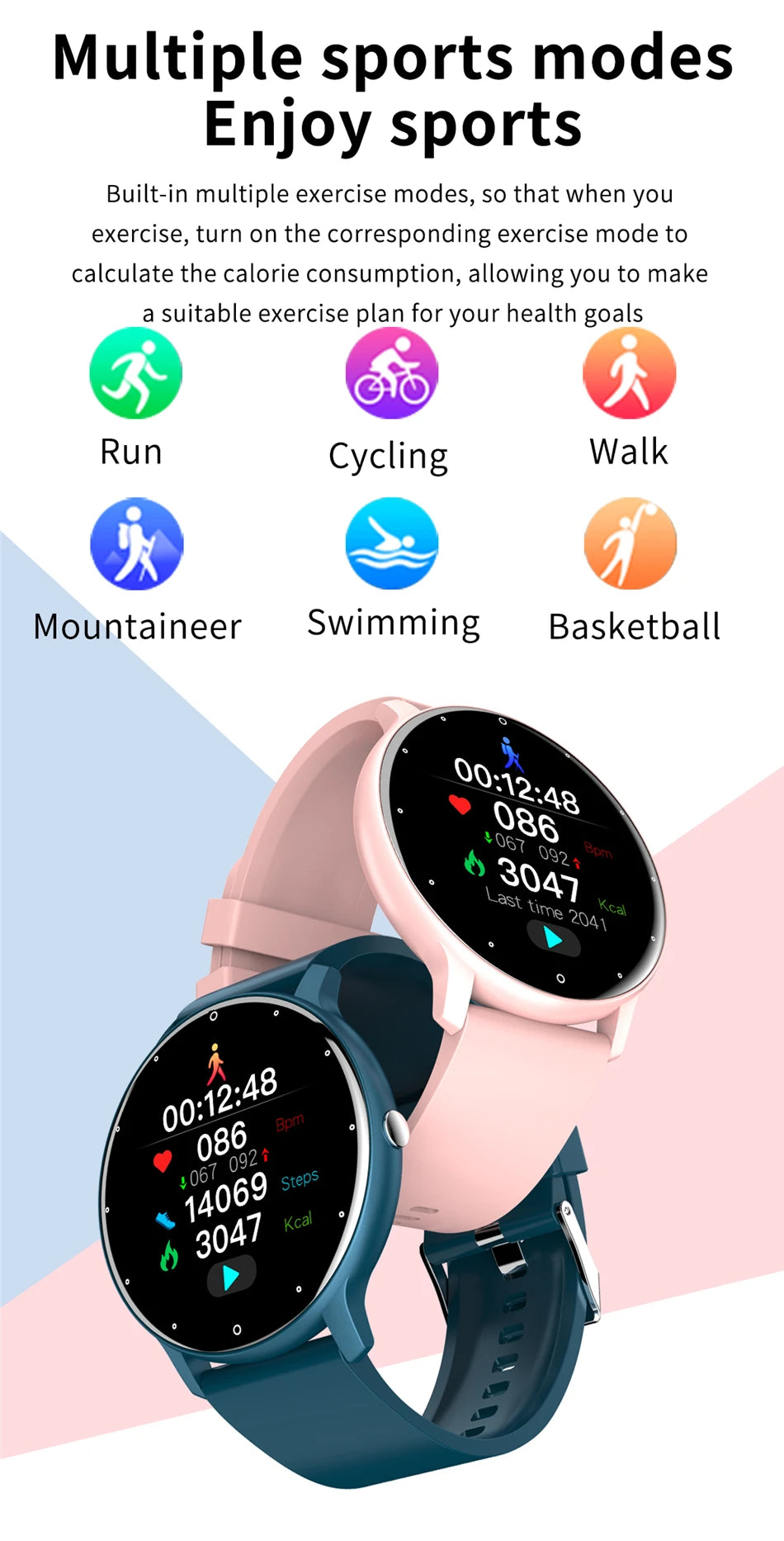 Stylish Women's Fitness Watch: Full Touch Screen, Waterproof, and More!