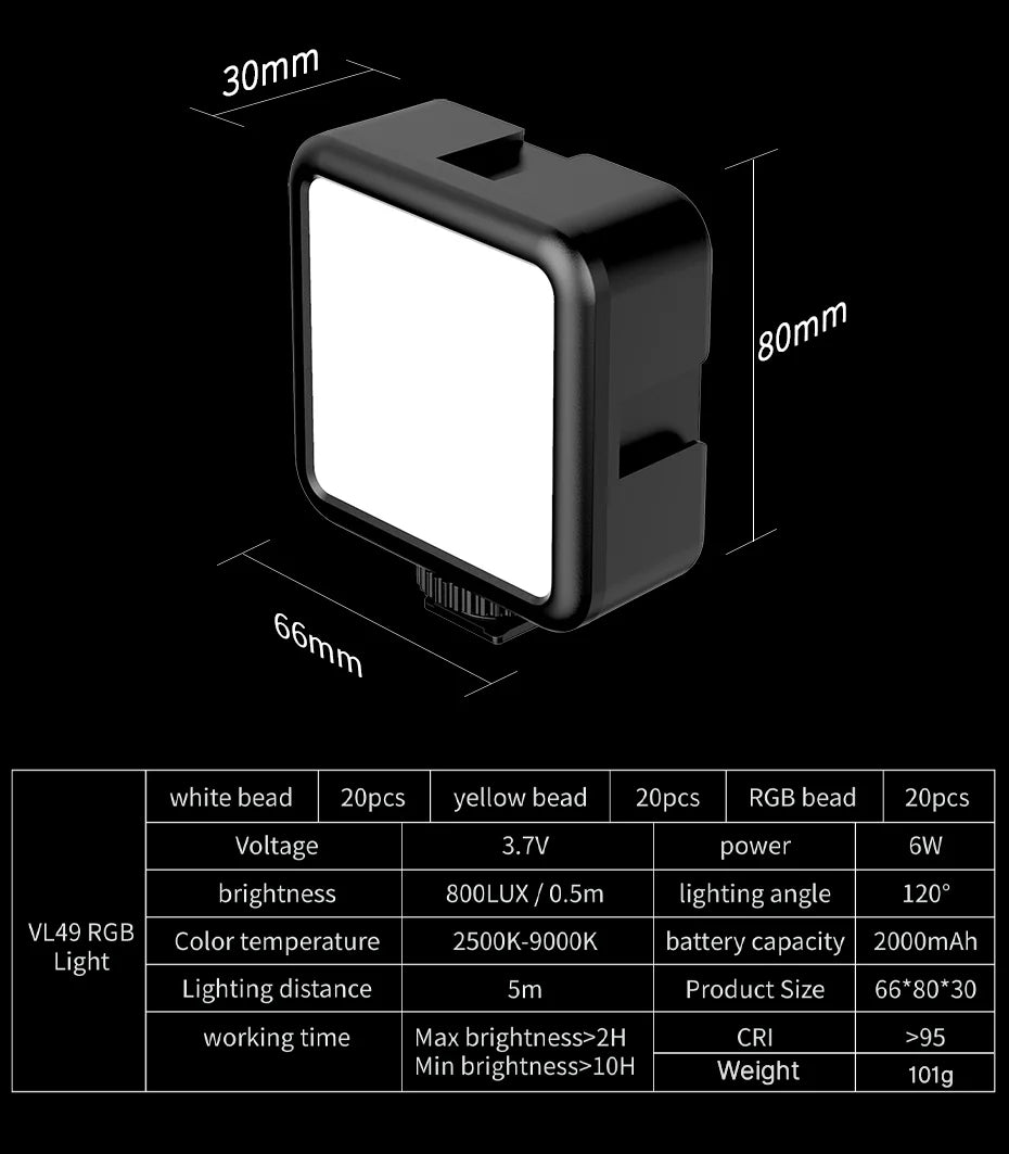 Enhance Your Photography with Full Color RGB LED Video Light (2500K-9000K, 800LUX)