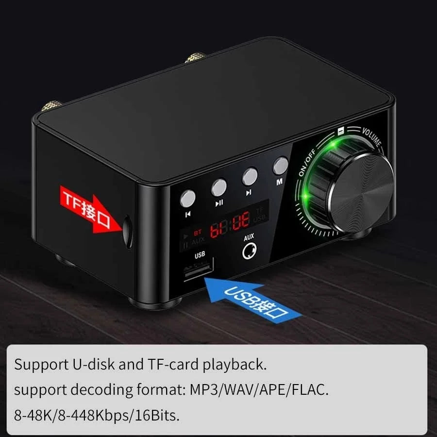 Ultimate Home & Car Audio: Bluetooth 5.0 Mini HiFi Amplifier with USB/AUX In