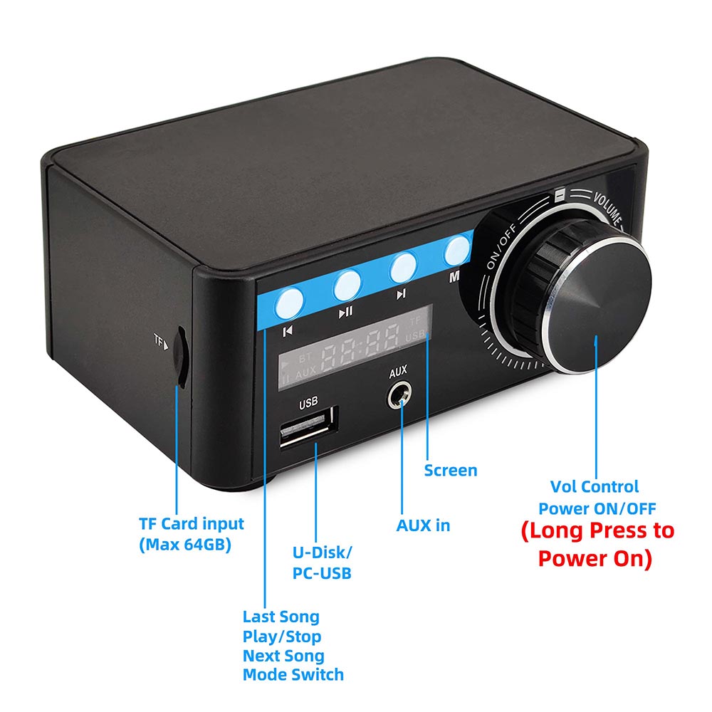 Ultimate Home & Car Audio: Bluetooth 5.0 Mini HiFi Amplifier with USB/AUX In