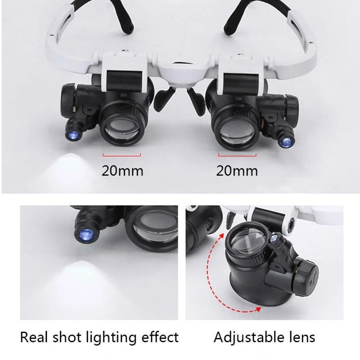 Discover Adjustable 2XLED Eyewear for Jewelers: Magnify with Lenses Up to 23X