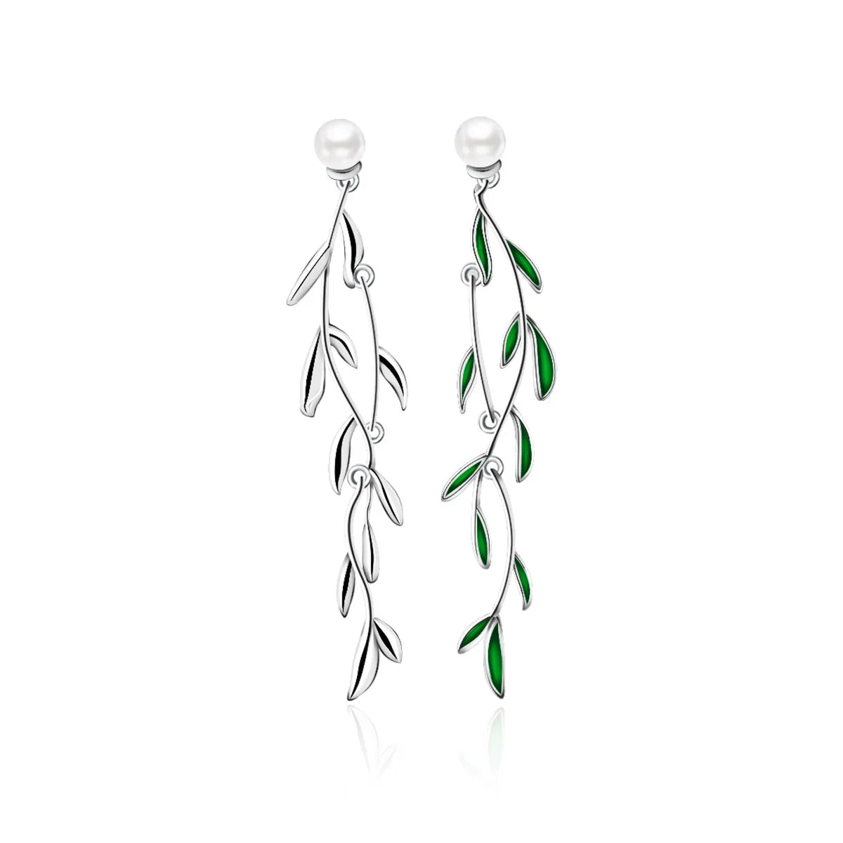 Discover Stunning 925 Sterling Silver Willow Leaf Earrings with Shell Beads