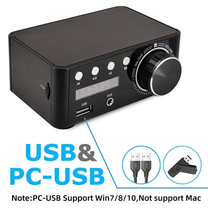 Ultimate Home & Car Audio: Bluetooth 5.0 Mini HiFi Amplifier with USB/AUX In