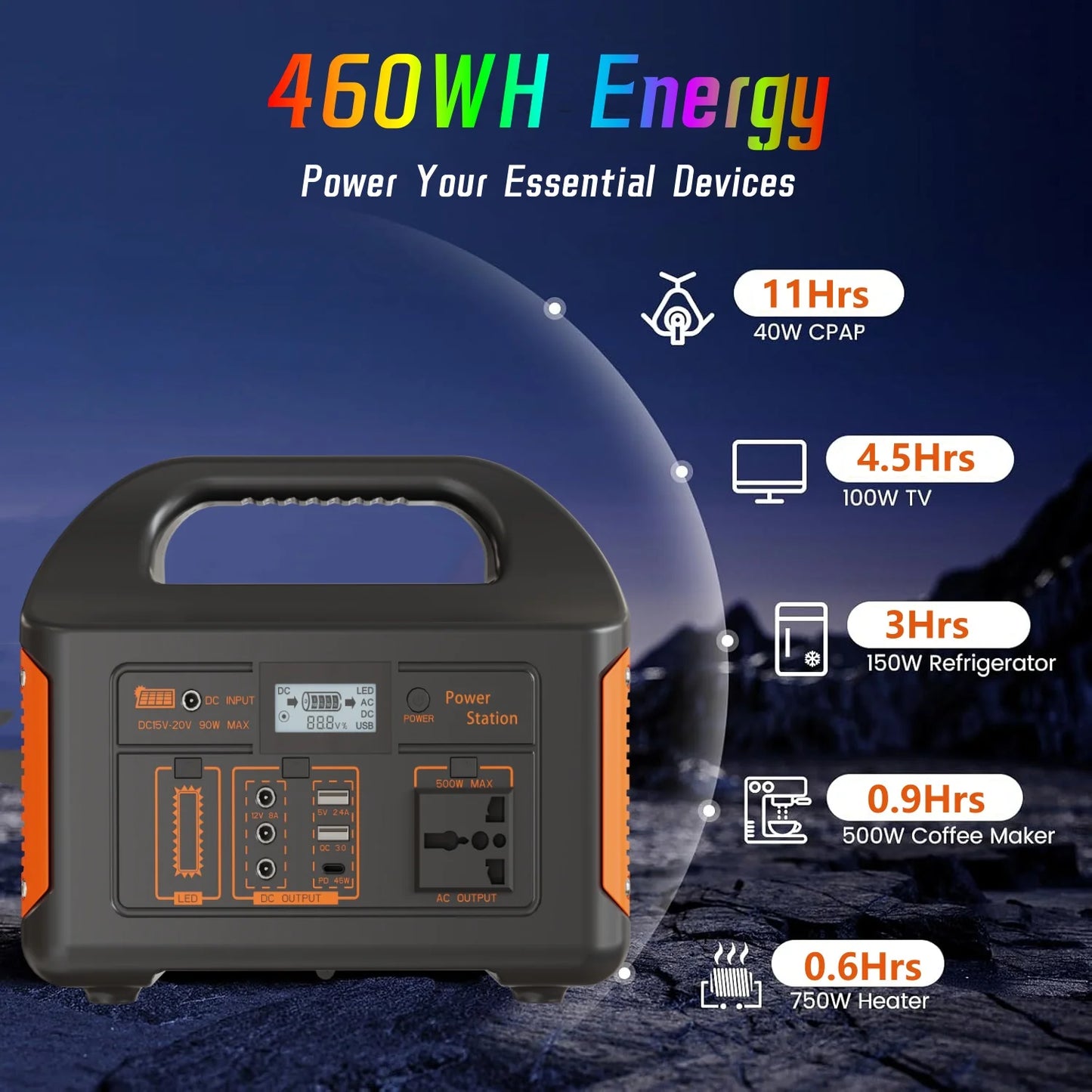 Portable 500W Power Station: The Ultimate 110V/220V Solar Generator for Camping and Home