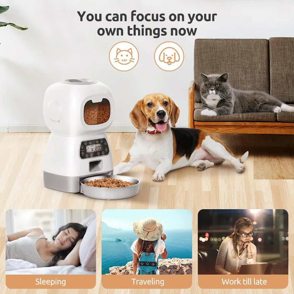 Keep Pets Happy: 3.5L WiFi Smart Swirl Slow Pet Feeder with Voice Recorder