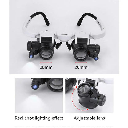 Discover Adjustable 2XLED Eyewear for Jewelers: Magnify with Lenses Up to 23X