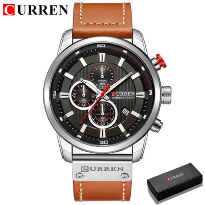 Montres de sport de luxe à quartz CURREN Fashion Date pour hommes de la marque supérieure 