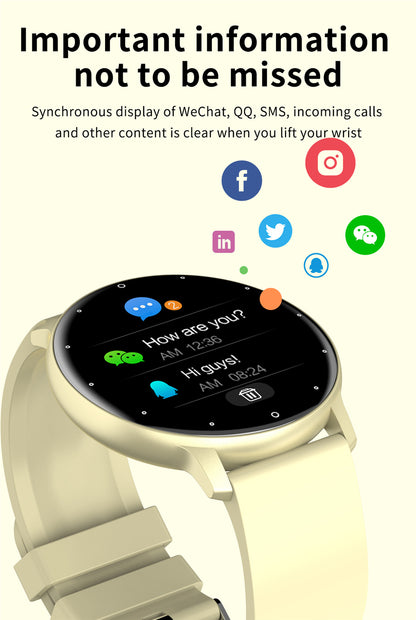 Montre connectée LIGE IP67 pour hommes - Écran tactile complet - Bluetooth - Pour iOS ou Android 