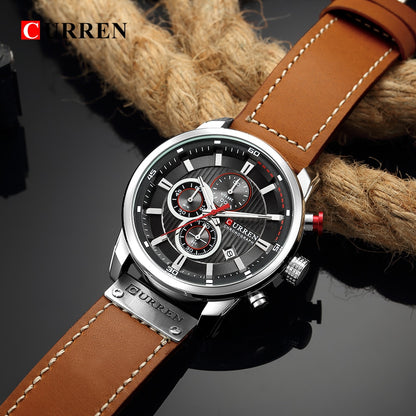 Montres de sport de luxe à quartz CURREN Fashion Date pour hommes de la marque supérieure 