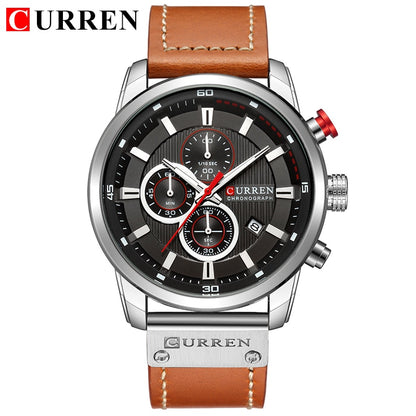 Relojes deportivos de lujo con cronógrafo de cuarzo y fecha de moda de la mejor marca CURREN para hombre 