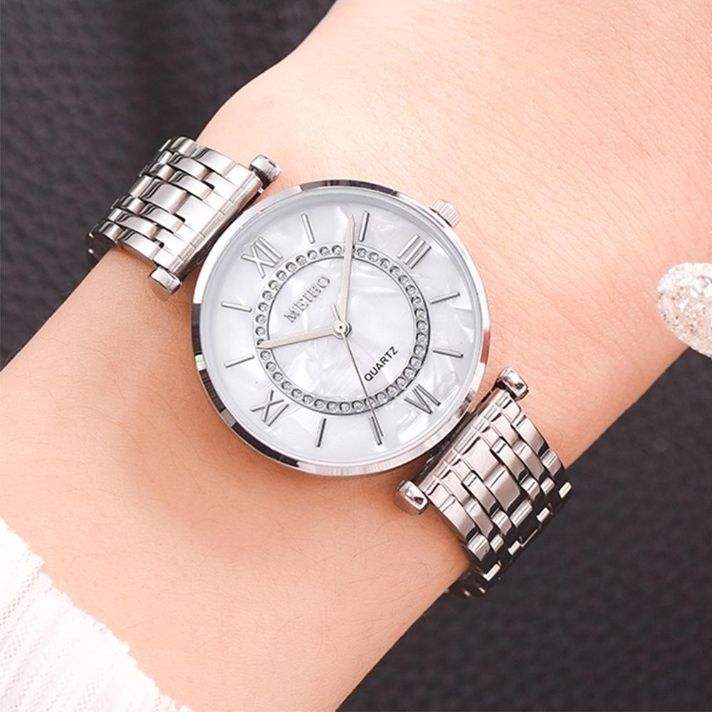 Reloj de pulsera de cuarzo con diamantes y pulsera de cristal de moda y lujo para mujer Reloj femenino