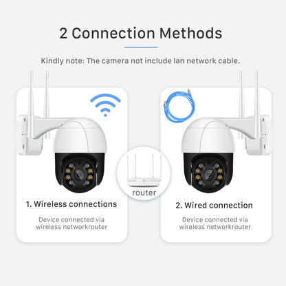 Cámara IP WiFi PTZ para exteriores de 1080P, zoom digital de 4X, cámara inalámbrica con detección humana por IA, audio P2P H.265, CCTV de seguridad de 2 MP y 3 MP 