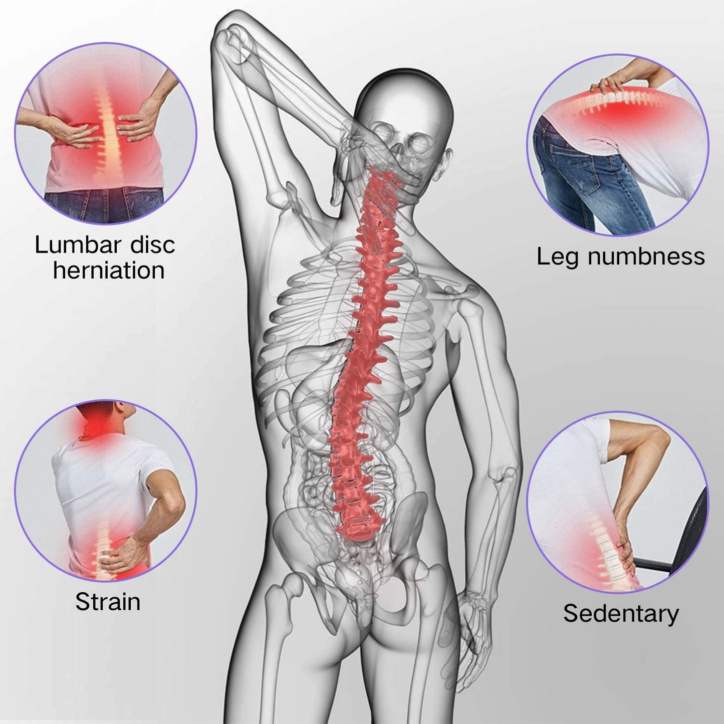 Corrector de postura para espalda, masajeador con cuentas magnéticas para soporte lumbar, relajación y alivio del dolor 