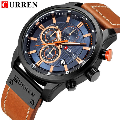 Montres de sport de luxe à quartz CURREN Fashion Date pour hommes de la marque supérieure 