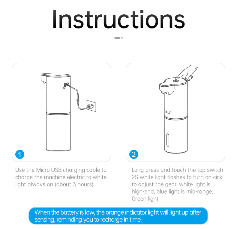 Dispensadores automáticos de jabón en espuma inteligentes con carga USB para baño 