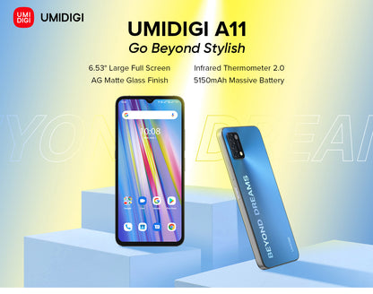 UMIDIGI A11 Versión global Android 11 Smartphone Helio G25 64GB 128GB 6.53" HD + 16MP Cámara triple 