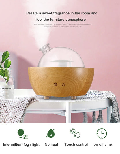 Humidificador difusor de aroma en aerosol de madera con Bluetooth de gran capacidad de 150 ml para el hogar 