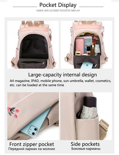 Mochila con estampado Oxford impermeable y antirrobo de alta calidad para mujer 