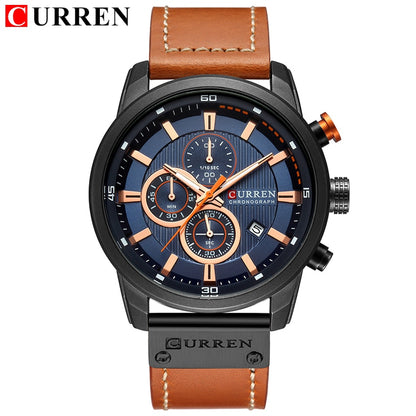 Montres de sport de luxe à quartz CURREN Fashion Date pour hommes de la marque supérieure 