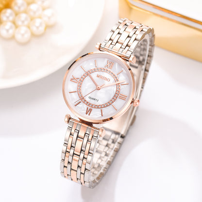 Reloj de pulsera de cuarzo con diamantes y pulsera de cristal de moda y lujo para mujer Reloj femenino