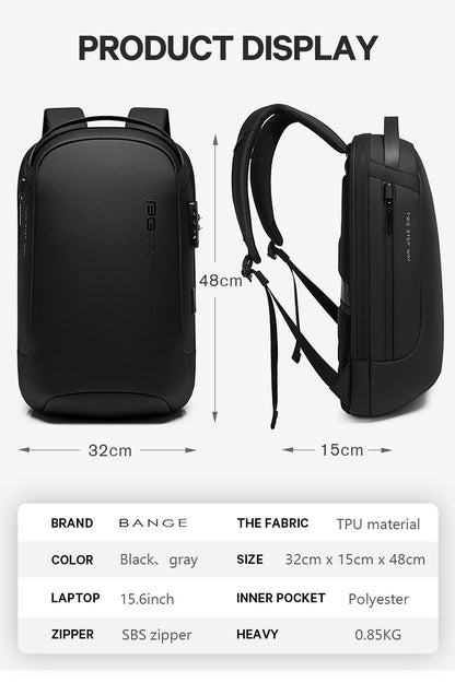 Mochila de viaje impermeable de moda para hombre BANGE: función de bloqueo multifunción y antirrobo 