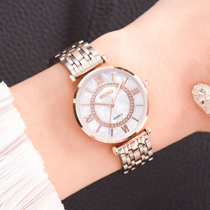 Reloj de pulsera de cuarzo con diamantes y pulsera de cristal de moda y lujo para mujer Reloj femenino