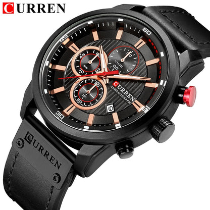 Montres de sport de luxe à quartz CURREN Fashion Date pour hommes de la marque supérieure 