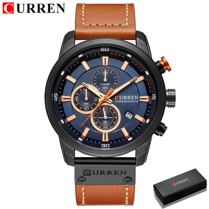 Montres de sport de luxe à quartz CURREN Fashion Date pour hommes de la marque supérieure 