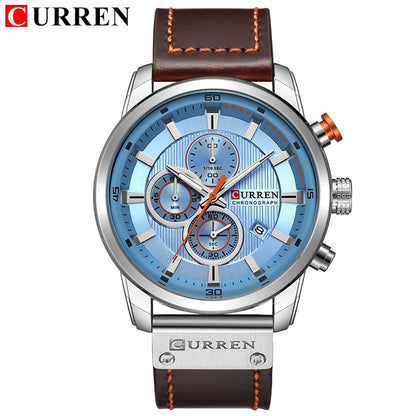 Relojes deportivos de lujo con cronógrafo de cuarzo y fecha de moda de la mejor marca CURREN para hombre 