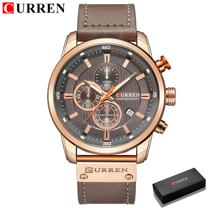 Montres de sport de luxe à quartz CURREN Fashion Date pour hommes de la marque supérieure 