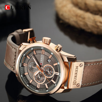 Montres de sport de luxe à quartz CURREN Fashion Date pour hommes de la marque supérieure 