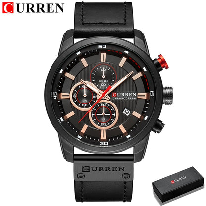 Montres de sport de luxe à quartz CURREN Fashion Date pour hommes de la marque supérieure 