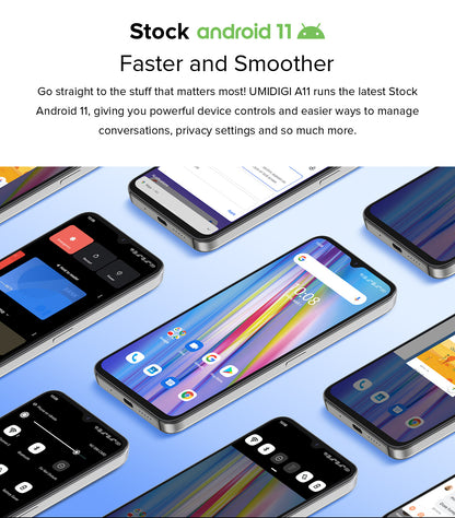 UMIDIGI A11 Versión global Android 11 Smartphone Helio G25 64GB 128GB 6.53" HD + 16MP Cámara triple 
