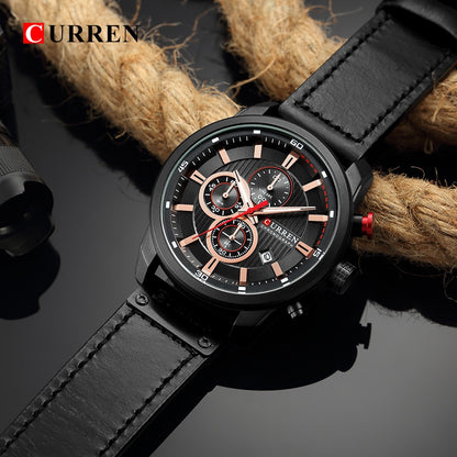 Relojes deportivos de lujo con cronógrafo de cuarzo y fecha de moda de la mejor marca CURREN para hombre 