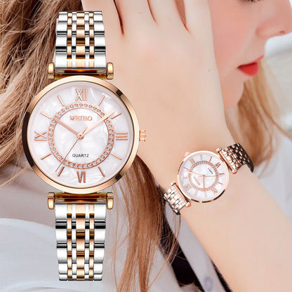 Reloj de pulsera de cuarzo con diamantes y pulsera de cristal de moda y lujo para mujer Reloj femenino