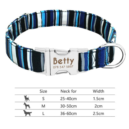 Collar de nailon personalizado para perros - Etiqueta de identificación grabada con placa reflectante para perros pequeños, medianos y grandes 