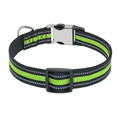 Collar de nailon personalizado para perros - Etiqueta de identificación grabada con placa reflectante para perros pequeños, medianos y grandes 