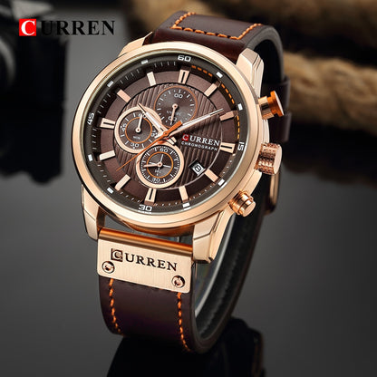 Montres de sport de luxe à quartz CURREN Fashion Date pour hommes de la marque supérieure 