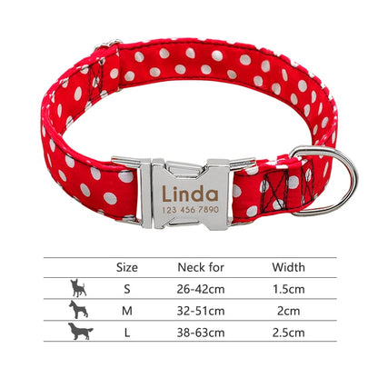 Collar de nailon personalizado para perros - Etiqueta de identificación grabada con placa reflectante para perros pequeños, medianos y grandes 