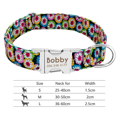 Collar de nailon personalizado para perros - Etiqueta de identificación grabada con placa reflectante para perros pequeños, medianos y grandes 