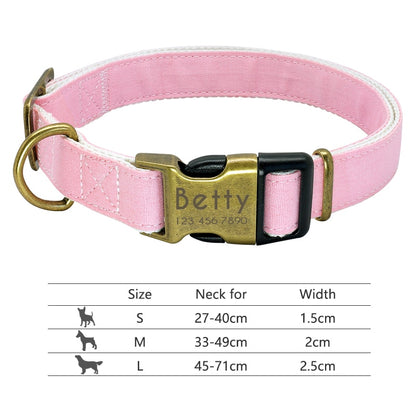 Collar de nailon personalizado para perros - Etiqueta de identificación grabada con placa reflectante para perros pequeños, medianos y grandes 