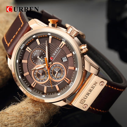 Montres de sport de luxe à quartz CURREN Fashion Date pour hommes de la marque supérieure 