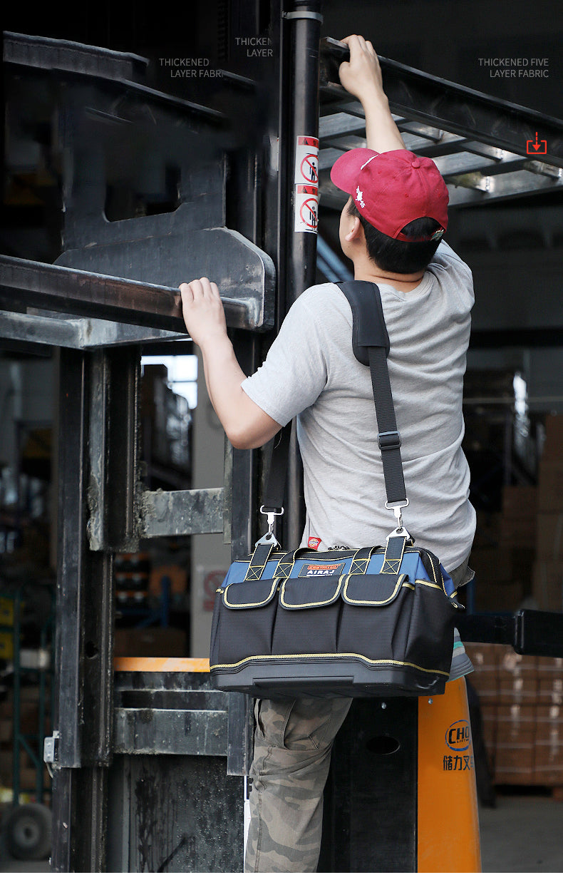 Bolsa de herramientas multifunción AIRAJ, bolsa de electricista de tela Oxford 1680D, bolsa de almacenamiento anticaídas impermeable con múltiples bolsillos 