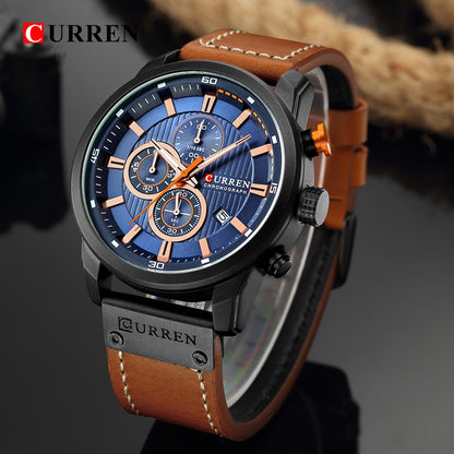 Montres de sport de luxe à quartz CURREN Fashion Date pour hommes de la marque supérieure 