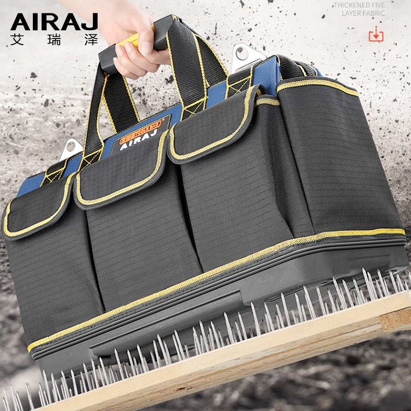 Bolsa de herramientas multifunción AIRAJ, bolsa de electricista de tela Oxford 1680D, bolsa de almacenamiento anticaídas impermeable con múltiples bolsillos 