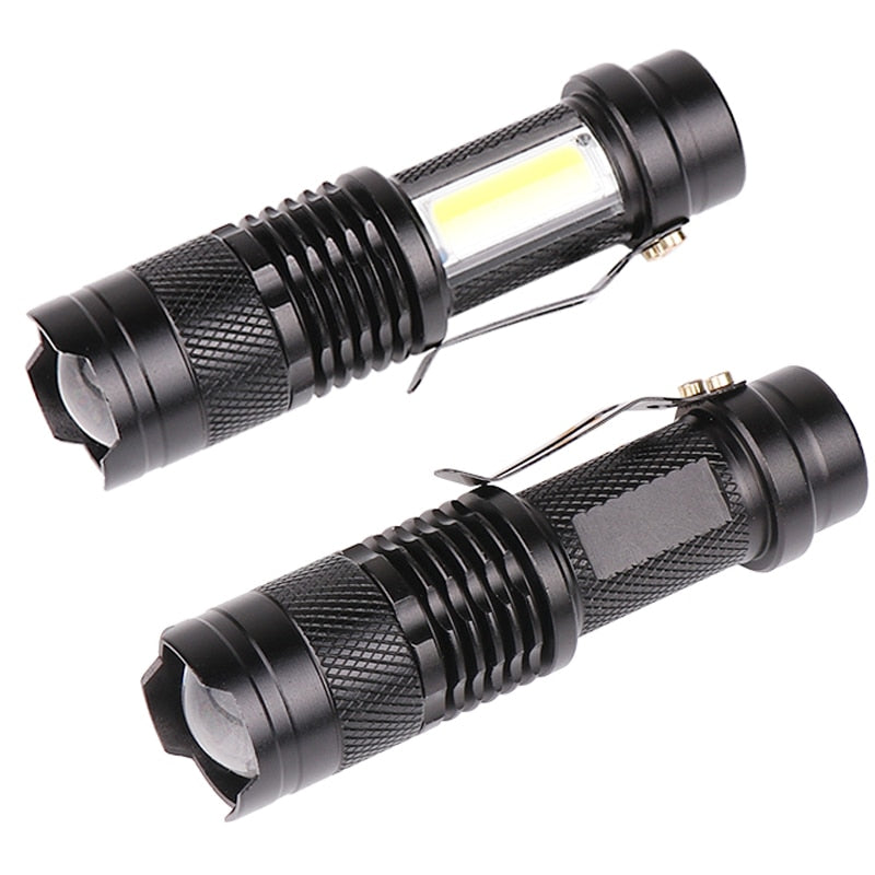Newest Design XP-G Q5 Built in Battery USB Charging Flashlight COB LED Zoomable Waterproof Tactical Torch Lamp LED Bulbs