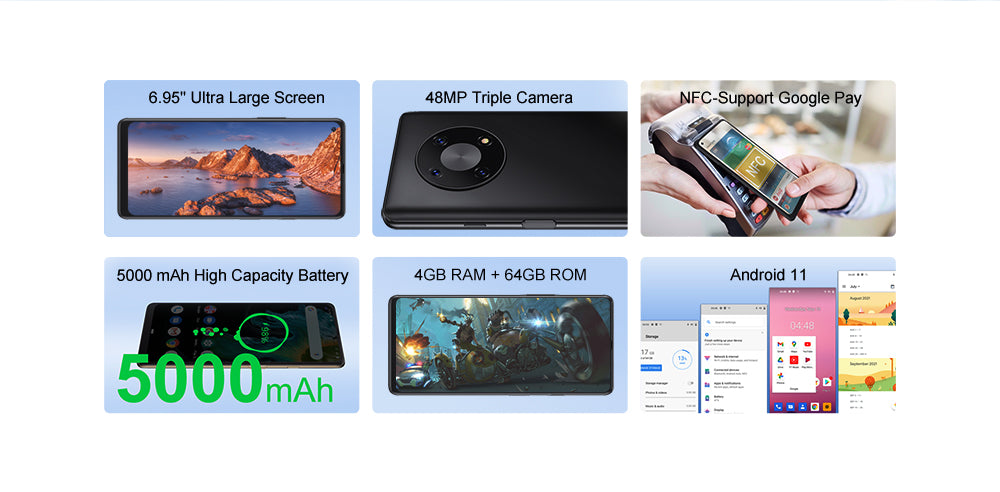 Cubot MAX 3 Smartphone 6.95" Ultra Large Full Screen Mini Tablet Mobile Phone 48MP Triple Camera 5000mAh Cellular NFC Android 11