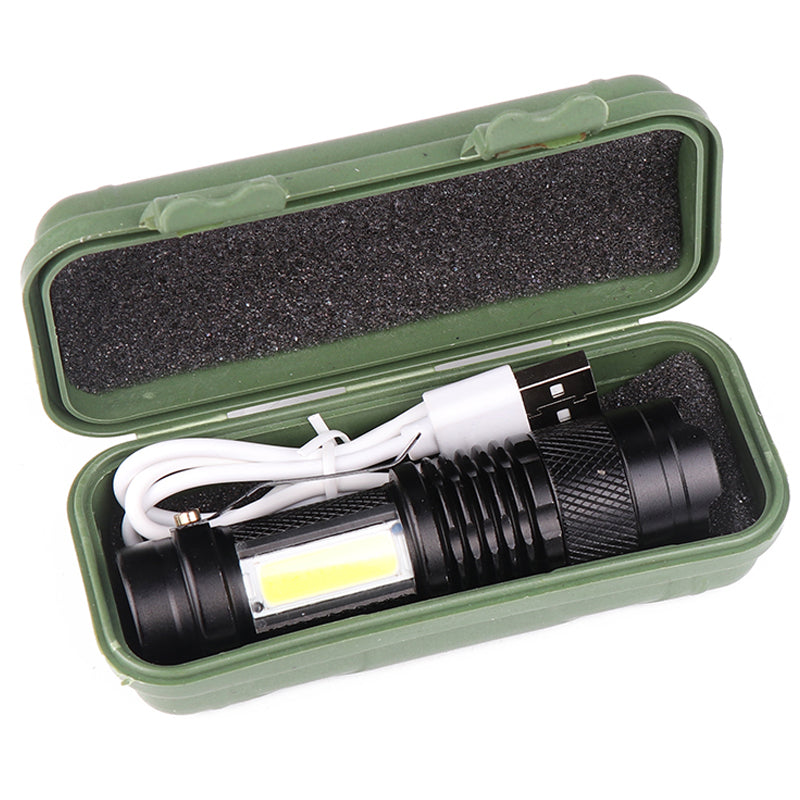 Newest Design XP-G Q5 Built in Battery USB Charging Flashlight COB LED Zoomable Waterproof Tactical Torch Lamp LED Bulbs