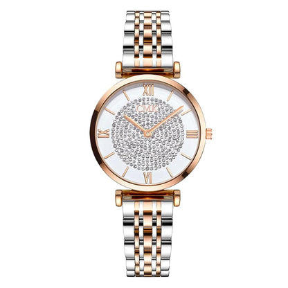 Reloj de pulsera de cuarzo con diamantes y pulsera de cristal de moda y lujo para mujer Reloj femenino